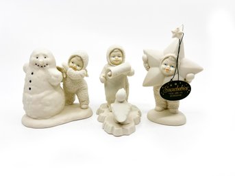 (A-31) VINTAGE LOT OF 3 DEPT 56 SNOW BABIES-'YOU NEED WINGS TOO' 'YOU ARE MY SUNSHINE' 'ARE YOU ON MY LIST'