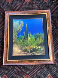 (UB-93) LARGE FRAMED AND MATTED SOUTHWESTERN CACTUS SCENE-APPROX. 30' X 34'