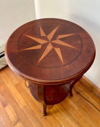 (A) BOMBAY STORE SMALL ACCENT TABLE WITH COMPASS STAR INLAID DESIGN - 25' BY 18'