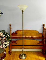 CHROME BASED FLOOR LAMP WITH DOME SHADE - WORKING - 71' TALL