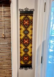 (W-3) BEAUTIFUL VINTAGE NORWEGIAN NEEDLE WORK BELL PULL - SWEDISH TAPESTRY WALL HANGING - 34' BY 7'