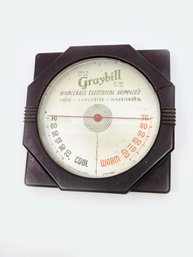 (A-23) VINTAGE/ANTIQUE ADVERTISING WALL THERMOMETER-'GRAYBILL ELECTRICAL SUPPLIES' SEE DAMAGE