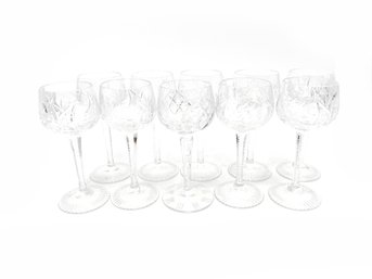 (A-52) VINTAGE LOT OF 10 CUT GLASS WINE 6' TALL GOBLETS