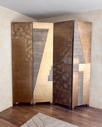 FAB VINTAGE ART DECO INSPIRED ROOM DIVIDER / SCREEN - MIXED MATERIAL, GOLD & SILVER - 94' BY 80' - A BEAUTY!