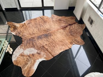 GENUINE COWHIDE ANIMAL RUG - WALL HANGING - SHADES OF BROWN - 94' BY 65'