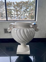 (E) WHITE HIGH GLOSS PLANTER URN - CERAMIC, ITALY - 25' BY 26' HIGH