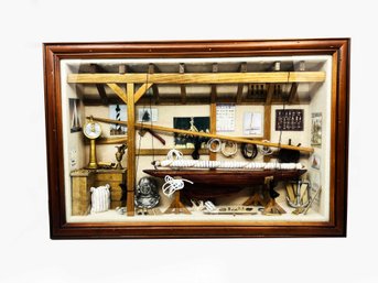 (LR-31) VINTAGE SAILING SHIP REPAIR SHOP SHADOW BOX-21' X 13 1/2' X 4'