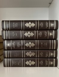 (UPLIB) COLLECTION OF FIVE LEATHER BOUND HARDCOVER BOOKS - HARVARD CLASSICS