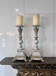 (C-100) PAIR IRON CANDLESTICKS - 16' BY 7'