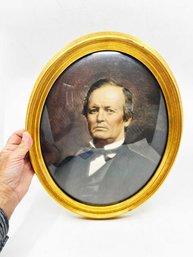 (DEN-5) ANTIQUE VICTORIAN STYLE OVAL FRAME WITH COLORIZED PORTRAIT-16' X 13'