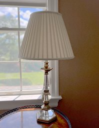 (UPLIB) CRYSTAL BASE TABLE LAMP WITH PLEATED LINEN SHADE - 32'H BY 16'W