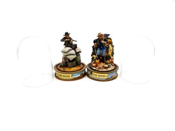 (A-67)  LOT OF 2 'TFM' JOHN WAYNE HAND PAINTED SCULPTURE WITH GLASS DOME-CP06814 & CP09160