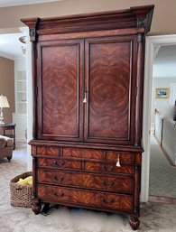 (UP) HICORY WHITE MAHOGANY SEVEN DRAWER ARMOIRE CHEST OF DRAWERS - TWO DOOR - LOOKS LIKE ONE PIECE -88'X54X27