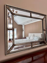 (UP) BEAUTIFUL VINTAGE GOLD WOOD MIRROR WITH LEAF DECORATION & BEVELED GLASS- 37' BY 49'