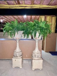 (BAS) UNIQUE PAIR OF TALL DECORATIVE WOOD PLANTERS - TRELLIS PLANTER, DISTRESSED FINISH - 60'H BY 14' BASE