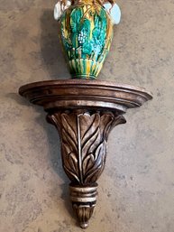 (A-6) PAIR OF VINTAGE CARVED WOOD WALL SCONCES WITH LEAF DECORATION - 13' BY 15'