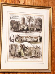 (DEN-22) 'ROUND ABOUT CANTERBURY ' VINTAGE FRAMED PRINT - CATHEDRAL, CHAPEL - 18' X 14'