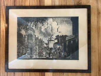 (U-16) BEAUTIFUL EUROPEAN CITYSCAPE SIGNED & NUMBERED ETCHING - 20' BY 25'