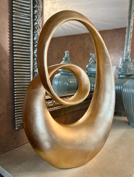 (A-99) VINTAGE MODERNIST GOLD ABSTRACT SWIRL SCULPTURE - 24' BY  12'