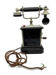 (BAS-1) ANTIQUE K.T.A.S DANISH WINDUP TABLETOP TELEPHONE C.1910 - APPROX. 14' X 7' X 5'