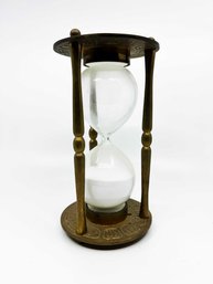 (BAS-4) VINTAGE 9' METAL AND GLASS SAND TIMER