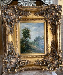 (c-2) SERENE VINTAGE FRAMED LANDSCAPE OIL PAINTING - 22' By 18'