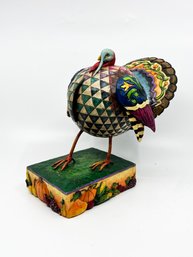 (BAS-33) BOXED JIM SHORE THANKSGIVING DECORATION TURKEY 'STRUTTING PROUD' FIGURINE-2005