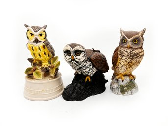 (HALL-8) COLLECTION OF THREE VINTAGE OWL FIGURINES