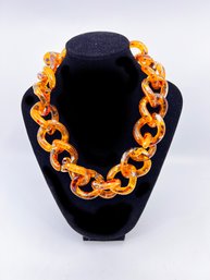 (A-34) VINTAGE FABULOUS 'LES BERNARD' FAUX TORTOISE CHAIN NECKLACE