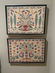 PAIR OF VINTAGE FRAMED NEEDLEPOINT PICTURES - 23' BY 17'