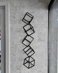 (K) Unique TUMBLING BLOCKS CONTEMPORARY METAL WINE RACK WALL SCULPTURE - 34' BY 7'