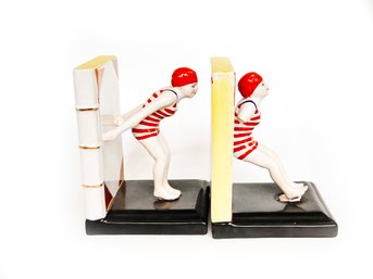 (B-88) ANTIQUE ART DECO BATHING BEAUTIES BOOKENDS -ONE IS MISSING BOTH ARMS & REPAIRED FEET -6'BY4- SEE IMAGES