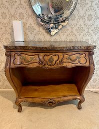 (UPBED) JEFFCO FURNITURE, LOUIS XVI FRENCH STYLE MARBLE TOP CHEST WITH ONE DRAWER - 38' BY 31' BY 24'
