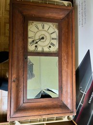 (BC-4) ANTIQUE 'JAMES C SMITH' WALL CLOCK-GLASS BROKEN-CONNECTICUT-27' X 16' X 5'