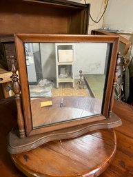 (BC-7) ANTIQUE WOOD DRESSER /  VANITY TOP TILT MIRROR  -APPROX. 19' X 15' X 4'