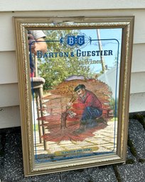 (G-7) VINTAGE B&G BARTON & GUESTIER FINE FRENCH WINE MIRRORED BAR SIGN - 20' BY 15'