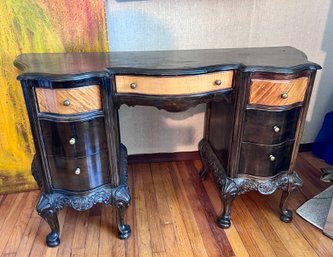(LR) VINTAGE FRENCH PROVINCIAL SEVEN DRAWER DESK, PAINTED - 52' BY 18' BY 30'