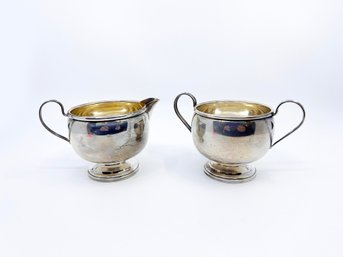 (J-67) MATCHING PAIR OF STERLING SILVER 'WEIGHTED' SUGAR AND CREAMER-APPROX. 197 DWT