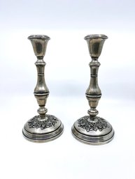 (J-72) VINTAGE PAIR OF GORHAM STERLING SILVER CANDLESTICK HOLDERS-WEIGHTED W/METAL ROD-APPROX. 1079 DWT