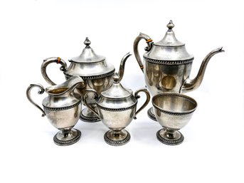 (J-73) VINTAGE 5 PIECE STERLING SILVER COFFEE & TEA SET-PREISNER-NOT WEIGHTED-APPROX. 1086 DWT