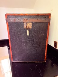 (GA-51) ANTIQUE 'MORITZ MADLER KOFFER TRUNK-WOOD, LEATHER & METAL-APPROX. 20' X 20' X 26'-AS IS-GERMANY