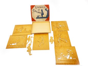 (A-44) VINTAGE/ANTIQUE  'CHILD WELFARE' STENCILS OF CHILDREN-IN ORIGINAL BOX-MISSING SOME STENCILS