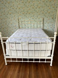 (UP) FULL SIZE WHITE IRON BED WITH MATTRESS & BOXSPRING