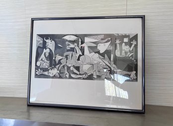 (A-12) FRAMED VINTAGE PABLO PICASSO 'GUERNICA' POSTER FROM MUSEUM OF MODERN ART NYC- 23' BY 29'