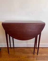 (B-13) CHARMING ANTIQUE DROP LEAF, GATE LEG TABLE WITH SMALL DRAWER & ORIG. CASTERS- 30' WIDE BY 35' HIGH