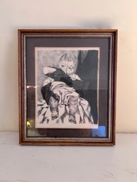 (B-11) VINTAGE LITHO BY JOSEPH HIRSCH (1910-1981) 'WOMAN FEEDING CHILD' SIGNED IN PENCIL, 12' BY 14'