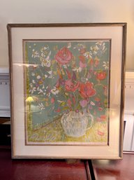 (B-18) VINTAGE ARTIST PROOF FLORAL STILL LIFE LITHO BY JACQUES TRUPHEMUS (1922-2017) -27' BY 33'