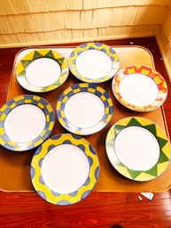 (KX-201) VINTAGE LOT OF 7 POTTERY BARN 12' ROUND DISHES-PORTUGAL