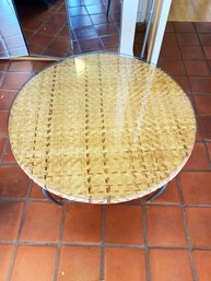 (61) BAMBOO, METAL AND GLASS ROUND TABLE-30' X 19'