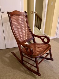 (UP) ANTIQUE CANE BACK ROCKING CHAIR - 35' HIGH BY 35' DEEP BY 22' WIDE
